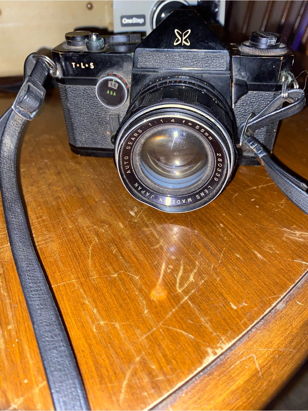 Vintage Sears black T.L.S. 35mm SLR camera auto Sears 55mm lens camera